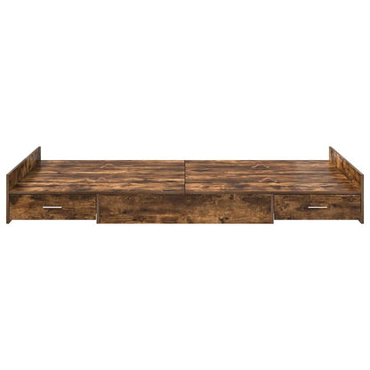 Opbergbedframe Gerookt eiken 120 x 200 cm Melamine plaat