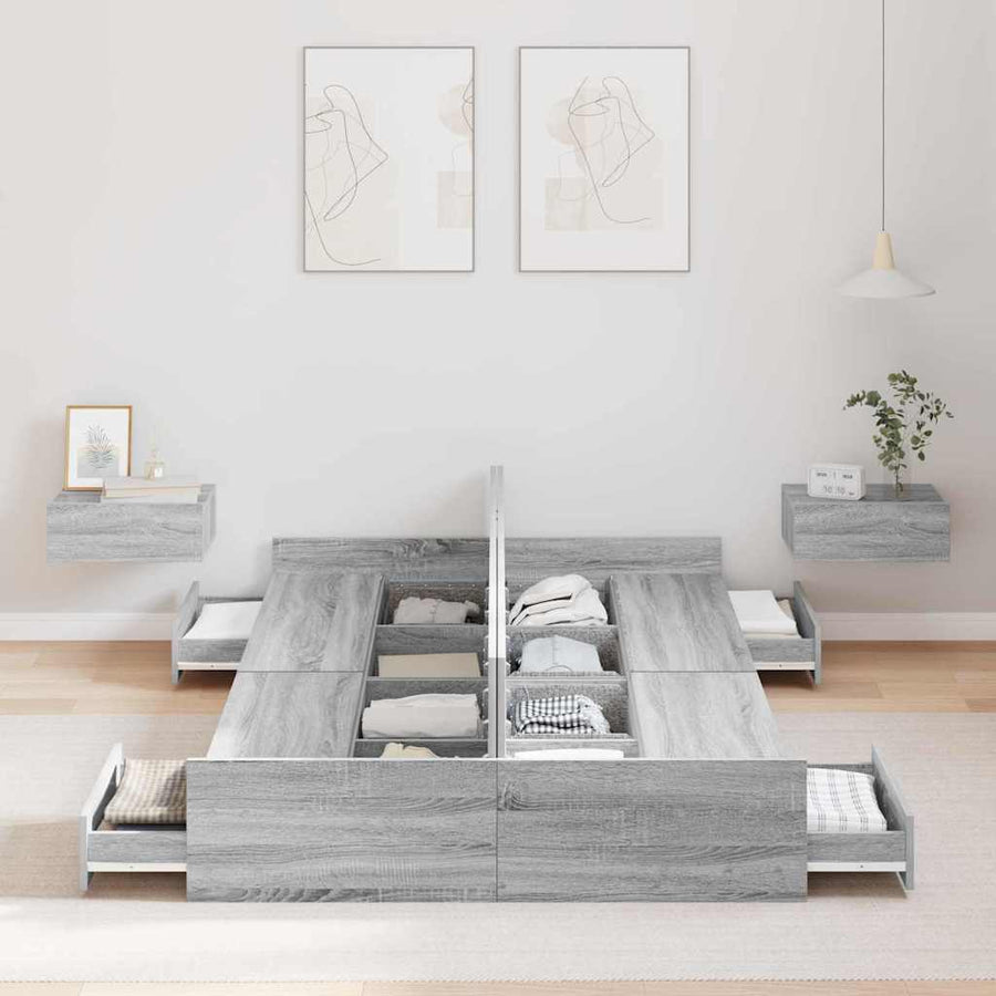 Opbergbedframe Grijs sonoma 120 x 200 cm Melamine plaat