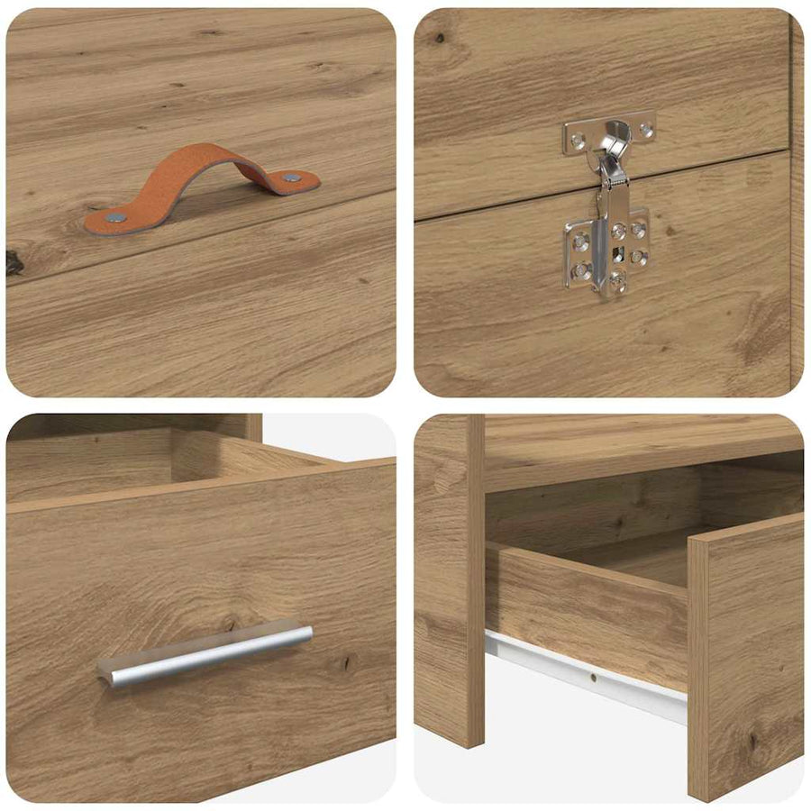 Opbergbedframe artisanaal eikenkleurig 120 x 200 cm Melamine