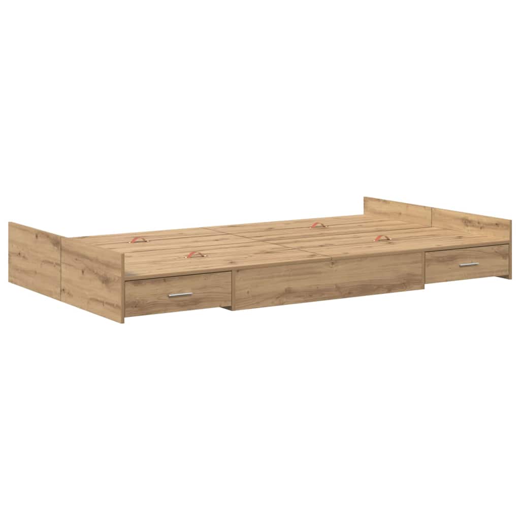 Opbergbedframe artisanaal eikenkleurig 120 x 200 cm Melamine
