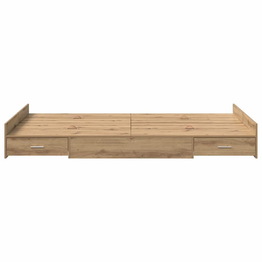 Opbergbedframe artisanaal eikenkleurig 120 x 200 cm Melamine