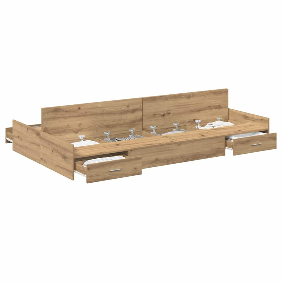 Opbergbedframe artisanaal eikenkleurig 120 x 200 cm Melamine