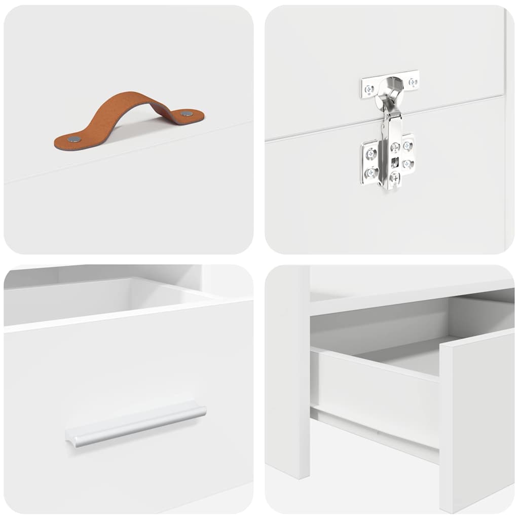 Opbergbedframe met lade met hoofdeinde met opslag Wit 140 x 190 cm Melamine plaat