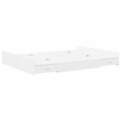 Opbergbedframe met lade met hoofdeinde met opslag Wit 140 x 190 cm Melamine plaat