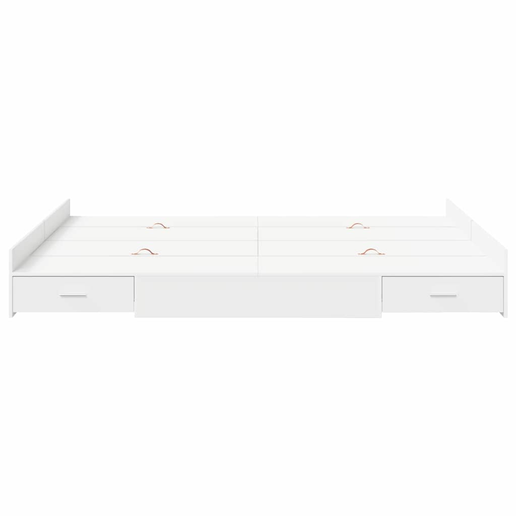 Opbergbedframe met lade met hoofdeinde met opslag Wit 140 x 190 cm Melamine plaat