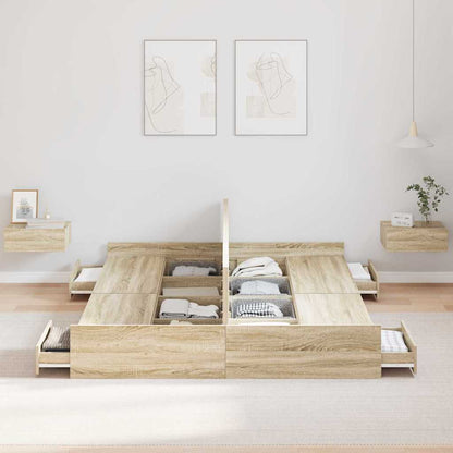 Opbergbedframe met lade Sonoma eiken 140 x 190 cm Melamine
