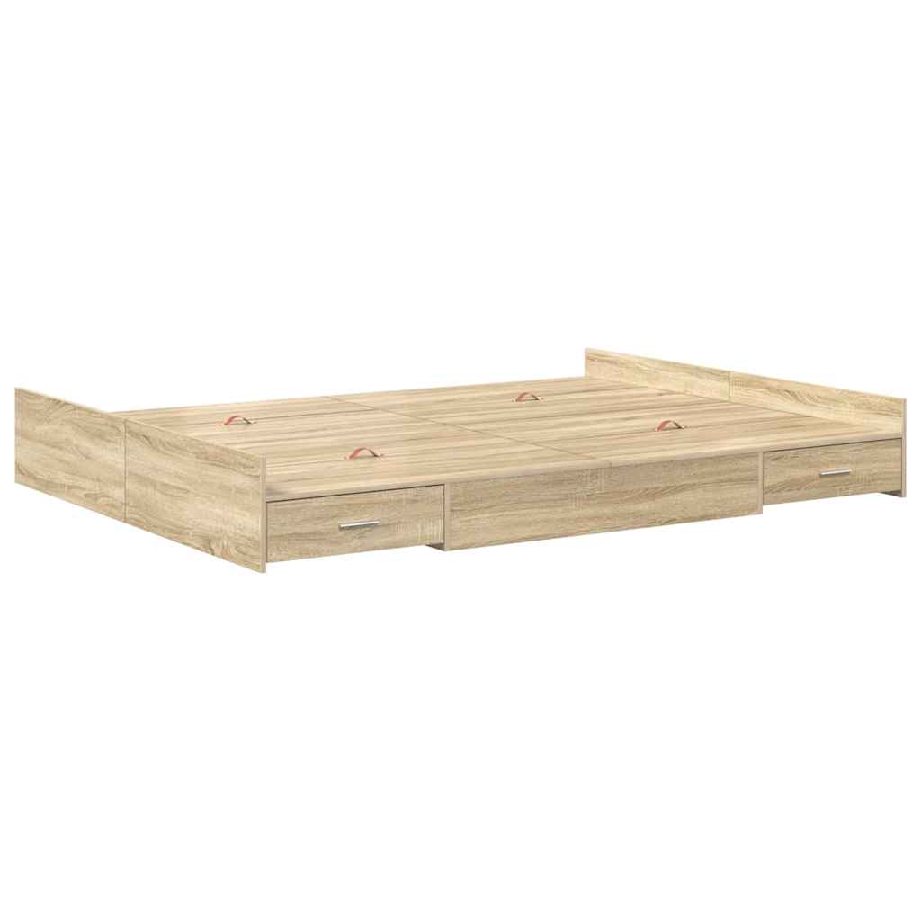 Opbergbedframe met lade Sonoma eiken 140 x 190 cm Melamine