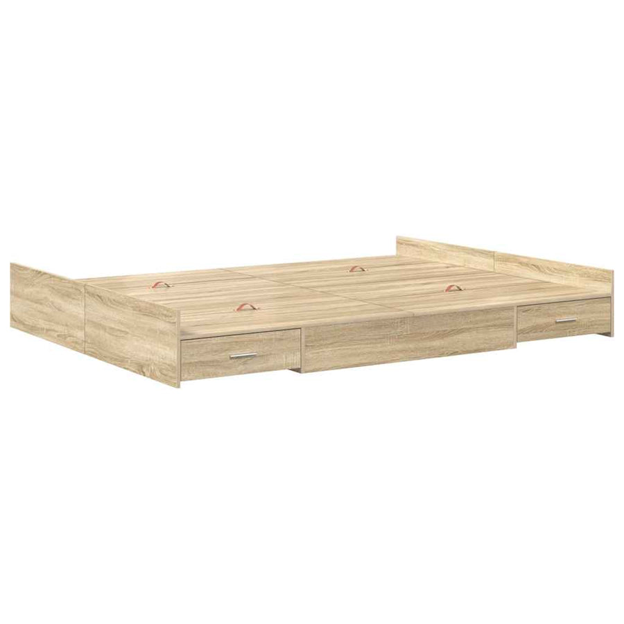Opbergbedframe met lade Sonoma eiken 140 x 190 cm Melamine