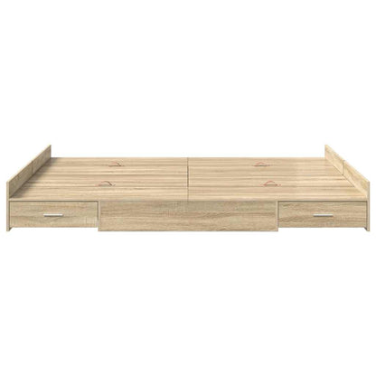 Opbergbedframe met lade Sonoma eiken 140 x 190 cm Melamine