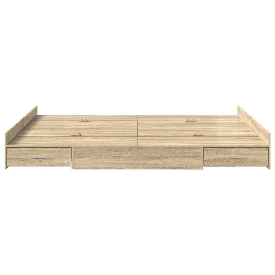 Opbergbedframe met lade Sonoma eiken 140 x 190 cm Melamine