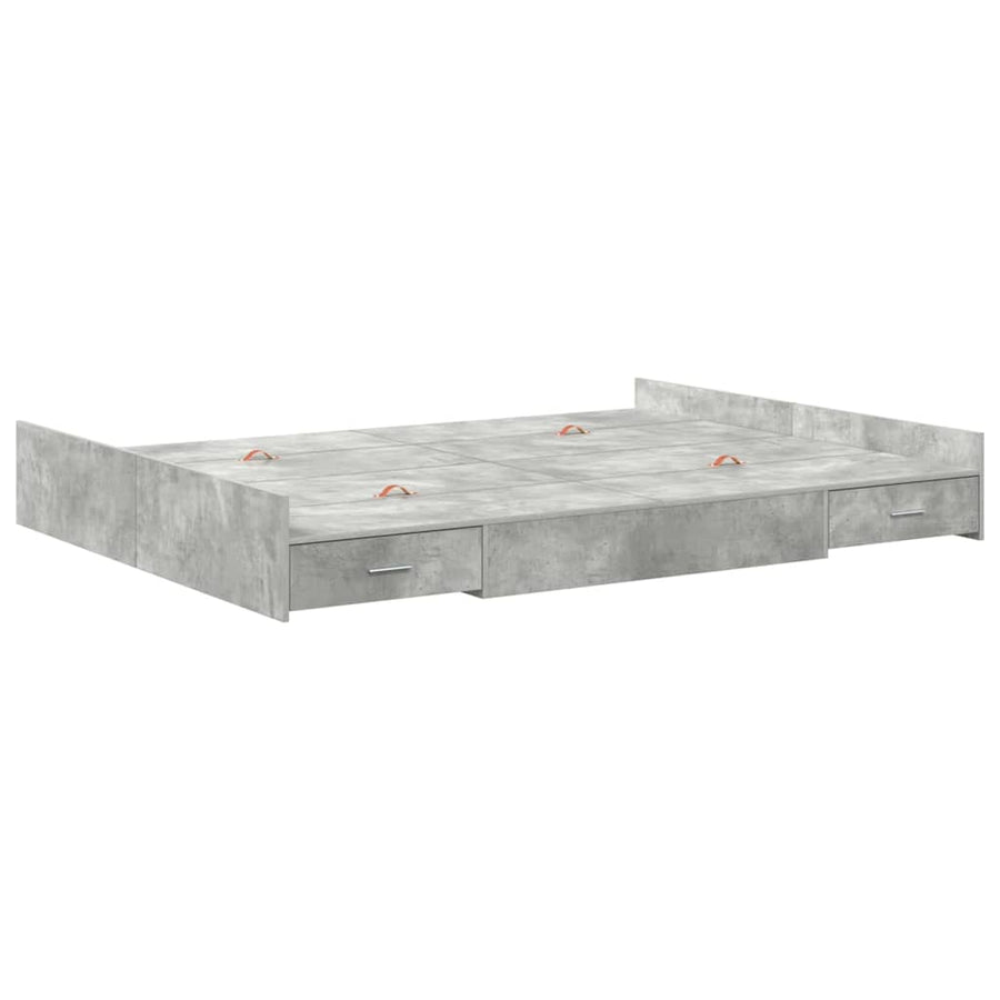 Opbergbedframe met lade met hoofdeinde met opslag Betongrijs 140 x 190 cm Melamine