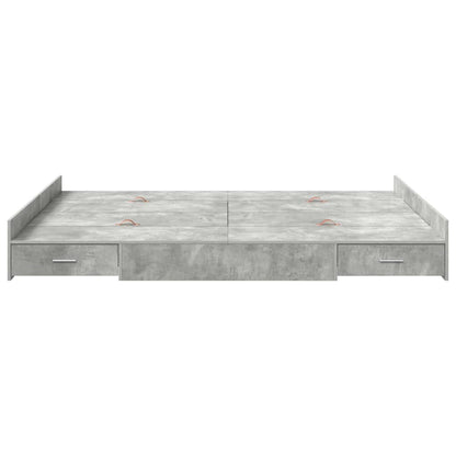 Opbergbedframe met lade met hoofdeinde met opslag Betongrijs 140 x 190 cm Melamine