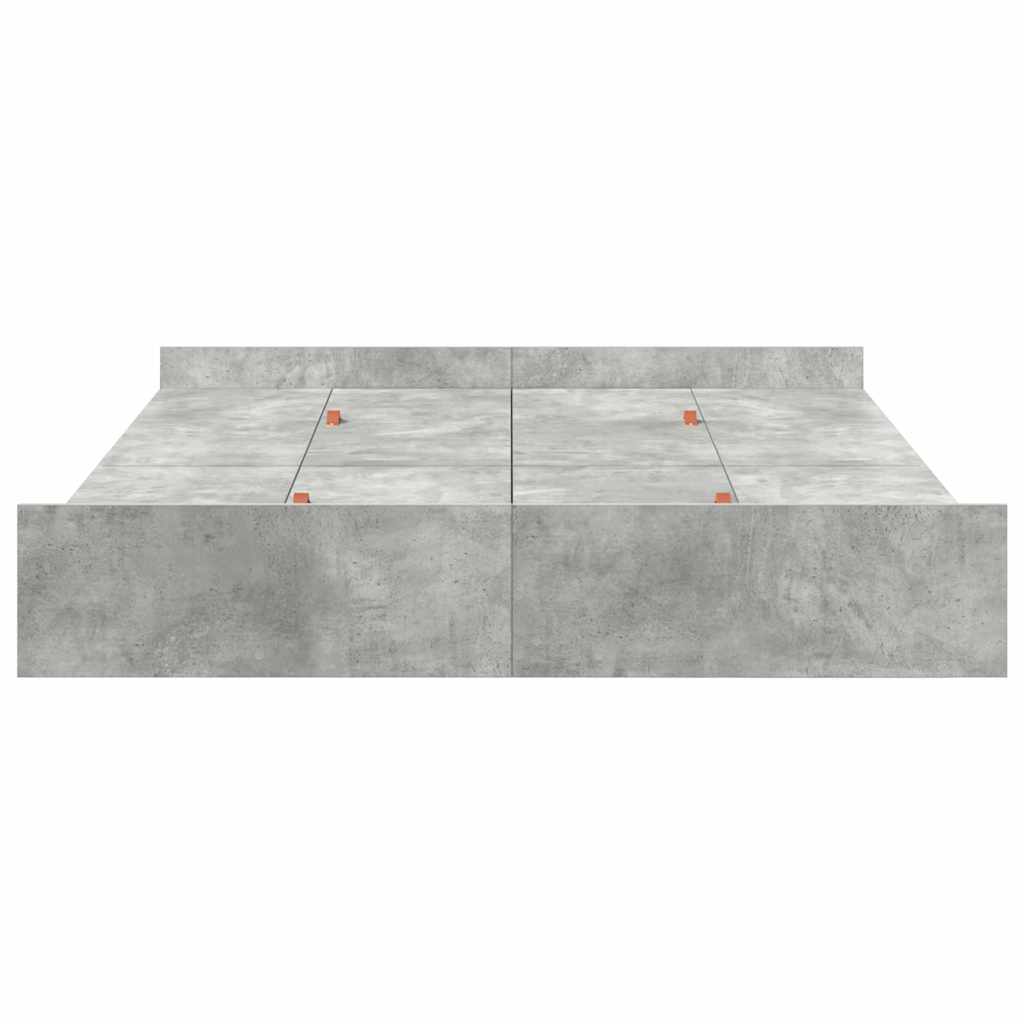 Opbergbedframe met lade met hoofdeinde met opslag Betongrijs 140 x 190 cm Melamine