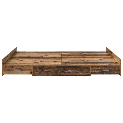 Opbergbedframe met lade met hoofdeinde met opslag Oud hout 140 x 190 cm Melamine
