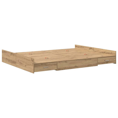 Opbergbedframe met lade artisanaal eikenkleurig 140 x 190 cm