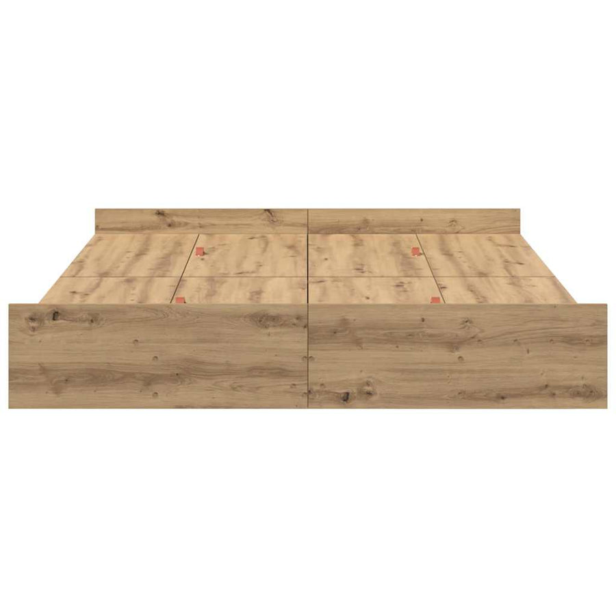 Opbergbedframe met lade artisanaal eikenkleurig 140 x 190 cm