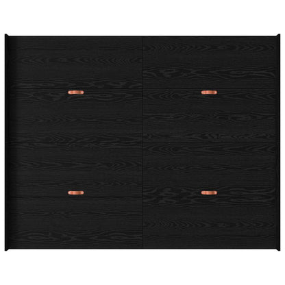 Opbergbedframe met lade met hoofdeinde met opslag Zwart eiken 135 x 190 cm Melamine