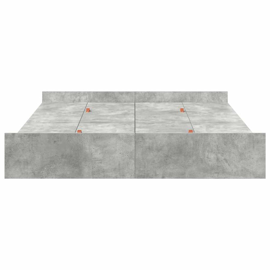 Opbergbedframe met lade Betongrijs 135 x 190 cm Bewerkt hout
