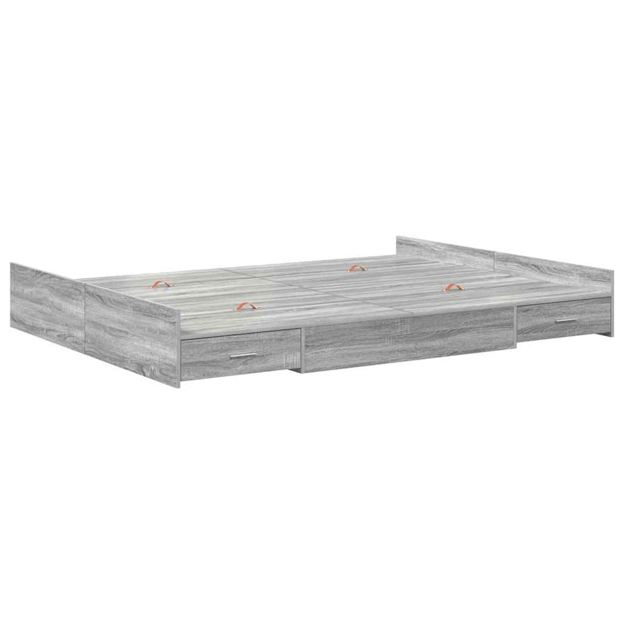 Opbergbedframe met lade Grijs sonoma 135 x 190 cm Houtcomposiet