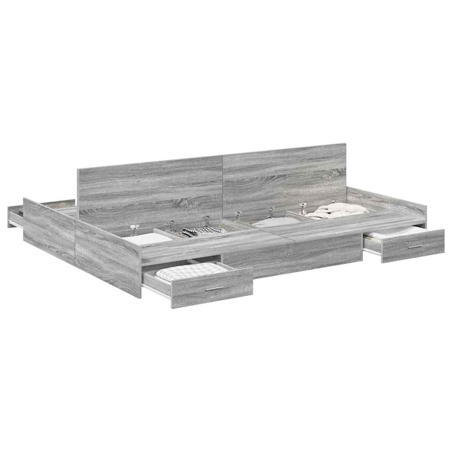 Opbergbedframe met lade Grijs sonoma 135 x 190 cm Houtcomposiet