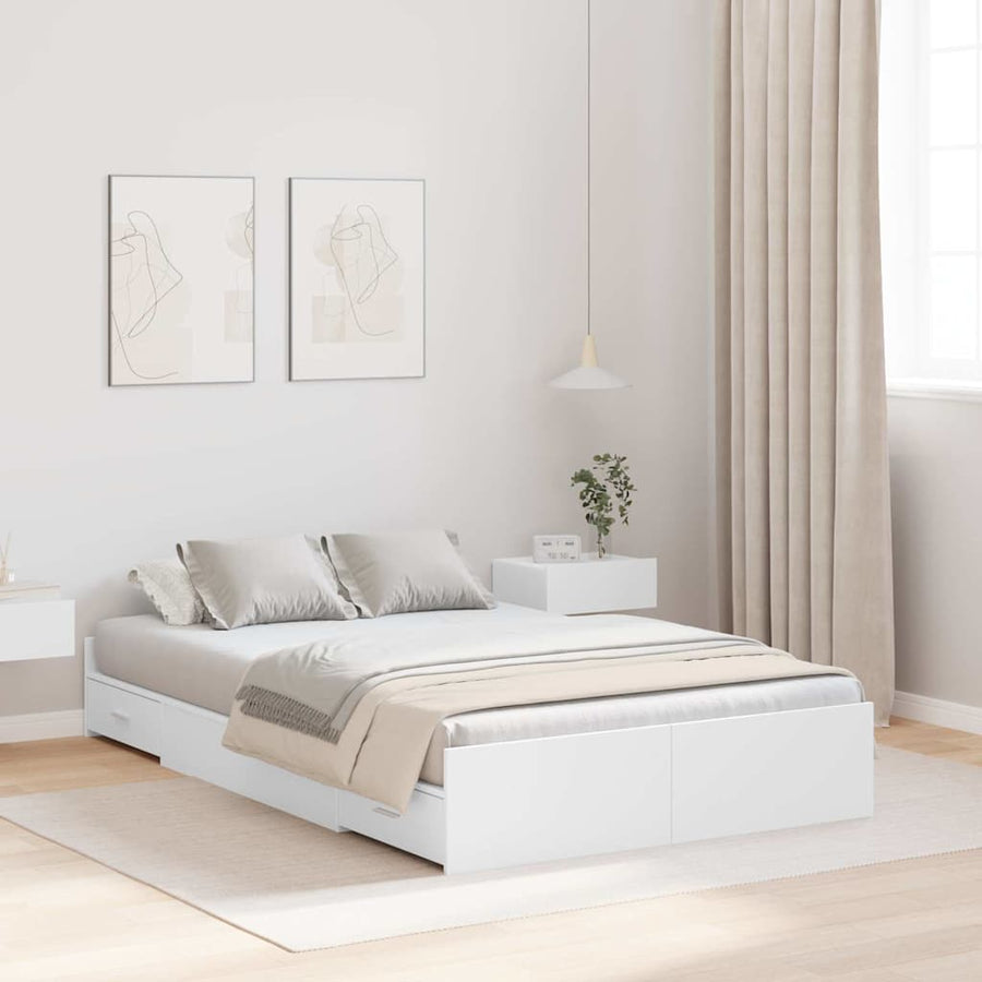 Opbergbedframe met lade Wit 120 x 190 cm Melamine-gecoat hout