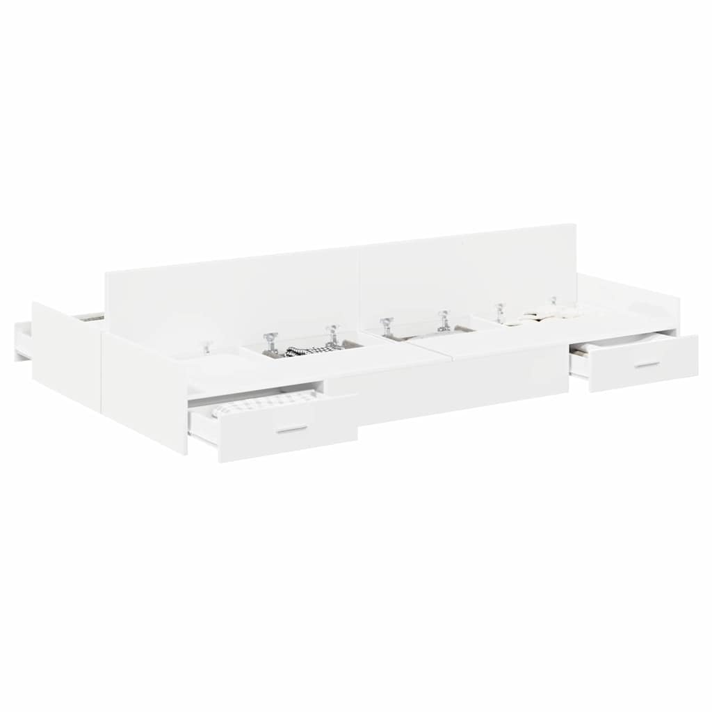 Opbergbedframe met lade Wit 120 x 190 cm Melamine-gecoat hout