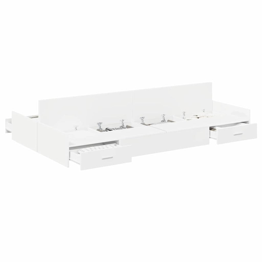 Opbergbedframe met lade Wit 120 x 190 cm Melamine-gecoat hout