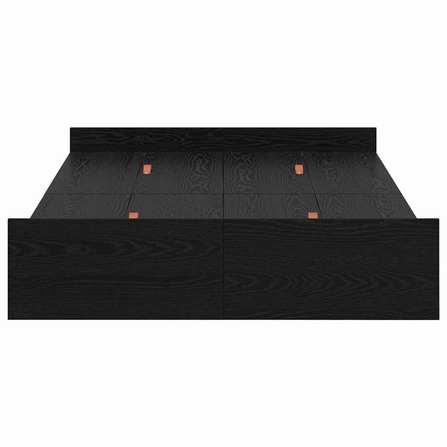 Opbergbedframe met lade met hoofdeinde met opslag Zwart eiken 120 x 190 cm Melamine