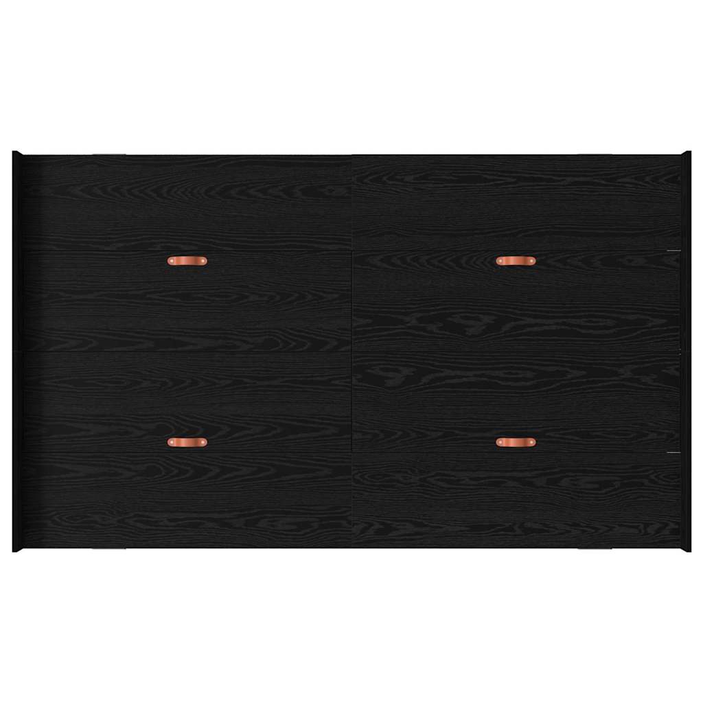 Opbergbedframe met lade met hoofdeinde met opslag Zwart eiken 120 x 190 cm Melamine