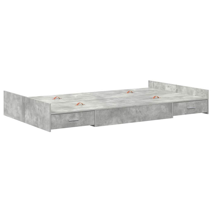 Opbergbedframe met lade met hoofdeinde met opslag Betongrijs 120 x 190 cm MDF