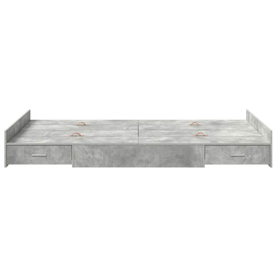Opbergbedframe met lade met hoofdeinde met opslag Betongrijs 120 x 190 cm MDF