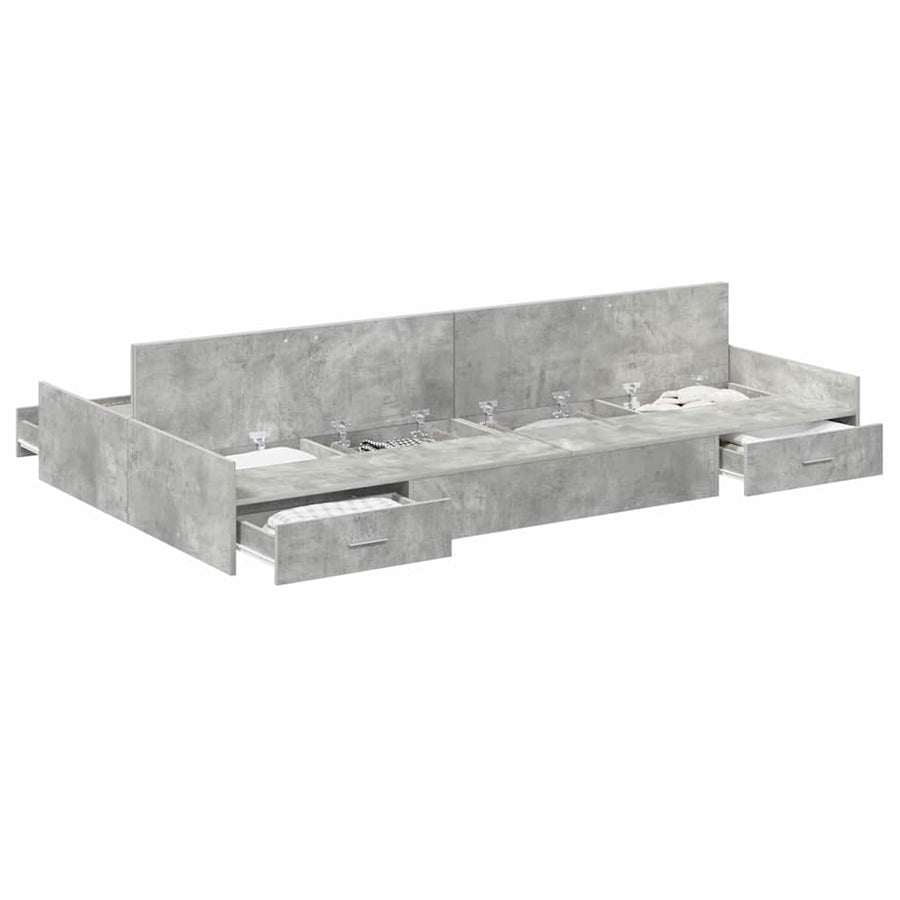 Opbergbedframe met lade met hoofdeinde met opslag Betongrijs 120 x 190 cm MDF