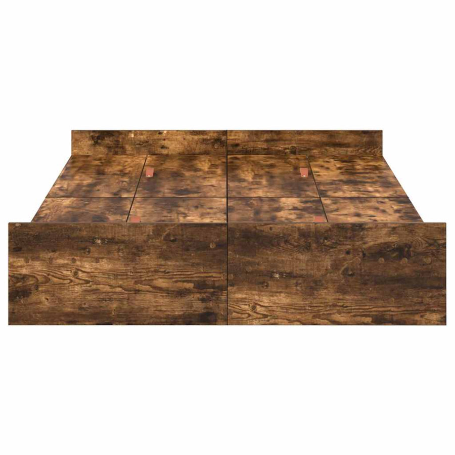 Opbergbedframe met lade met hoofdeinde met opslag Gerookt eiken 120 x 190 cm Hout