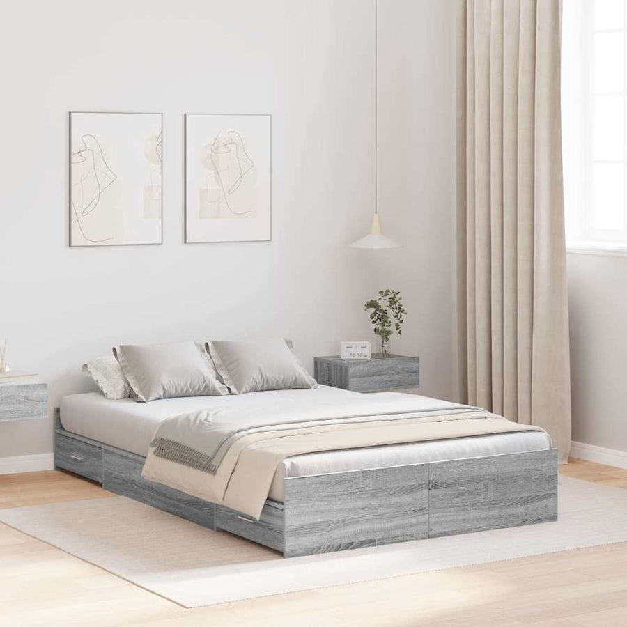 Opslagbed Frame Grijs Sonoma met lade Grijs sonoma 120 x 190 cm