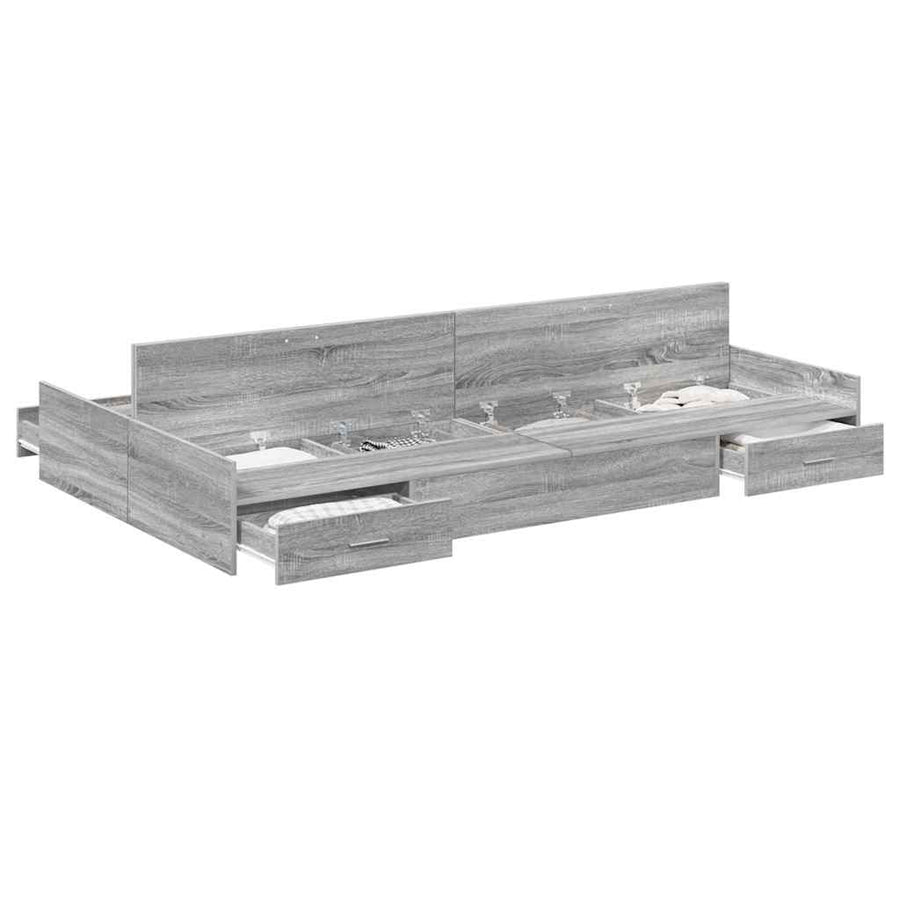 Opslagbed Frame Grijs Sonoma met lade Grijs sonoma 120 x 190 cm