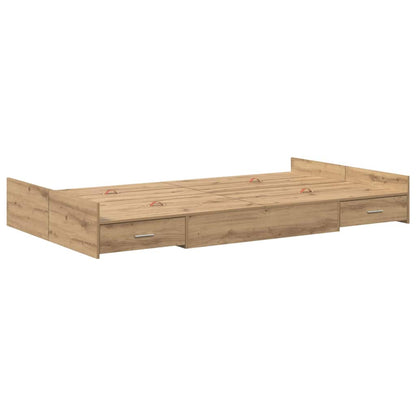 Opbergbedframe met lade artisanaal eikenkleurig 120 x 190 cm