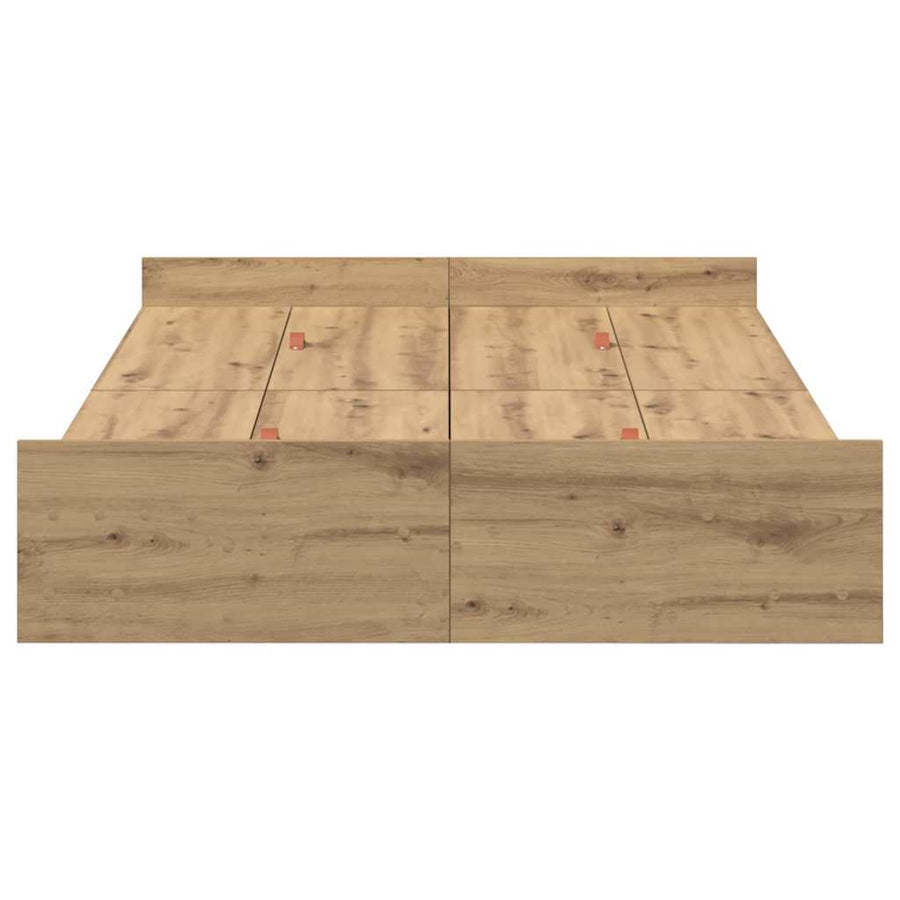 Opbergbedframe met lade artisanaal eikenkleurig 120 x 190 cm