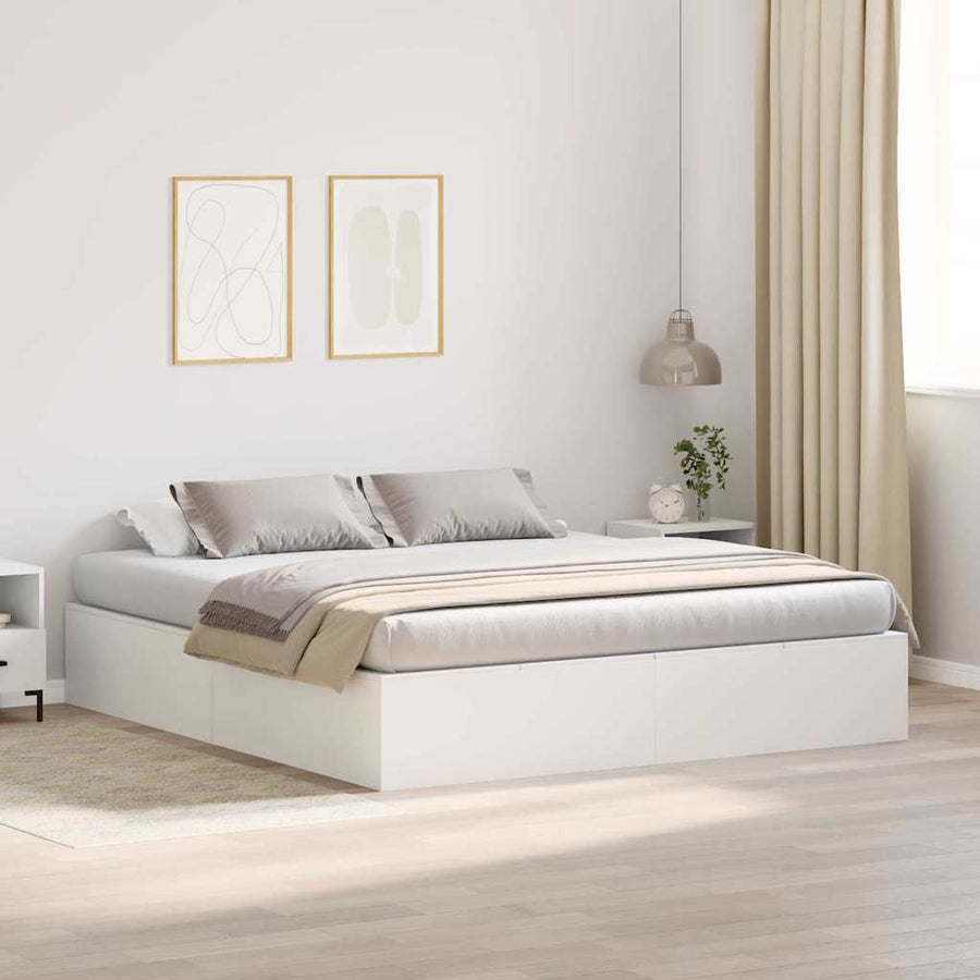 Opbergbedframe met opslag Wit 180 x 200 cm Hout