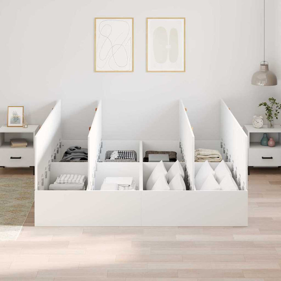 Opbergbedframe met opslag Wit 180 x 200 cm Hout