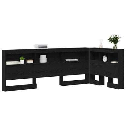 Opberghoofdbord met plank met hoofdeinde met opslag Zwart eiken 80 cm Bewerkt hout