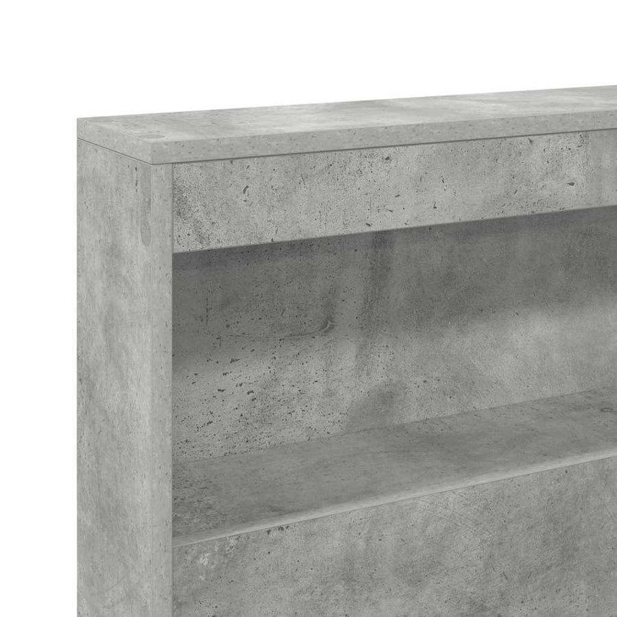 Opberghoofdbord met plank met hoofdeinde met opslag Betongrijs 80 cm Bewerkt hout