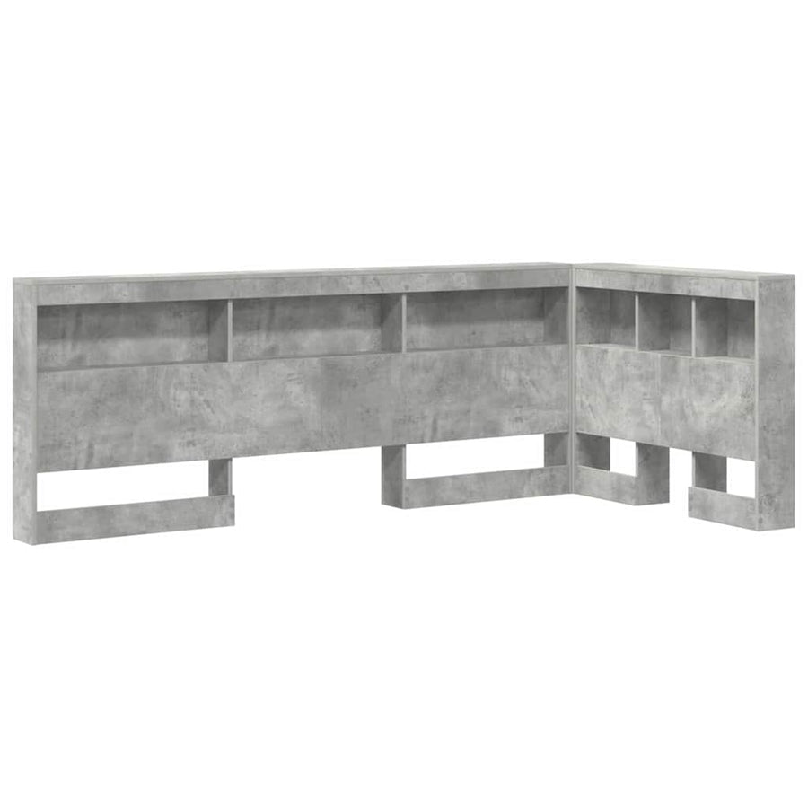 Opberghoofdbord met plank met hoofdeinde met opslag Betongrijs 80 cm Bewerkt hout