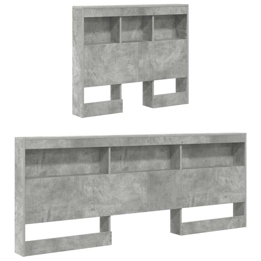 Opberghoofdbord met plank met hoofdeinde met opslag Betongrijs 80 cm Bewerkt hout