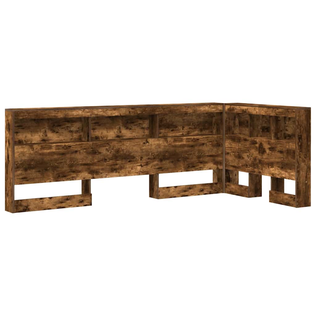 Opberghoofdbord met plank met hoofdeinde met opslag Gerookt eiken 80 cm Bewerkt hout