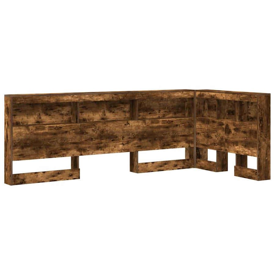 Opberghoofdbord met plank met hoofdeinde met opslag Gerookt eiken 80 cm Bewerkt hout