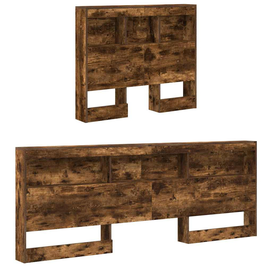 Opberghoofdbord met plank met hoofdeinde met opslag Gerookt eiken 80 cm Bewerkt hout