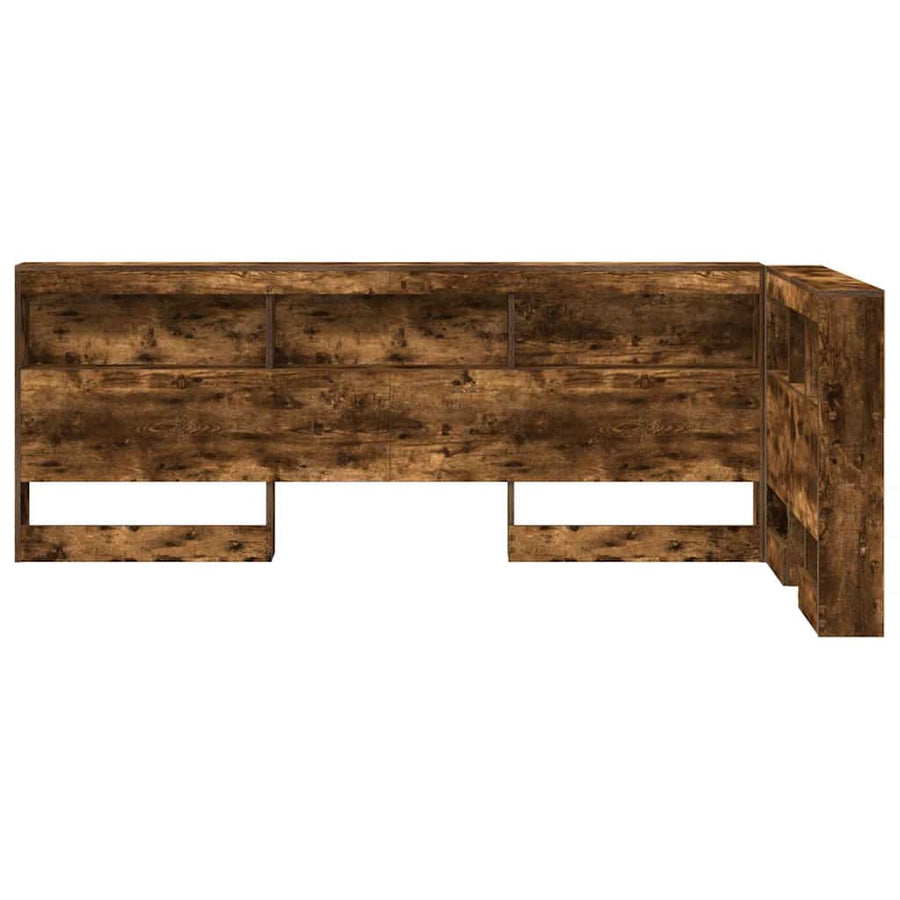 Opberghoofdbord met plank met hoofdeinde met opslag Gerookt eiken 80 cm Bewerkt hout