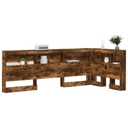 Opberghoofdbord met plank met hoofdeinde met opslag Gerookt eiken 80 cm Bewerkt hout