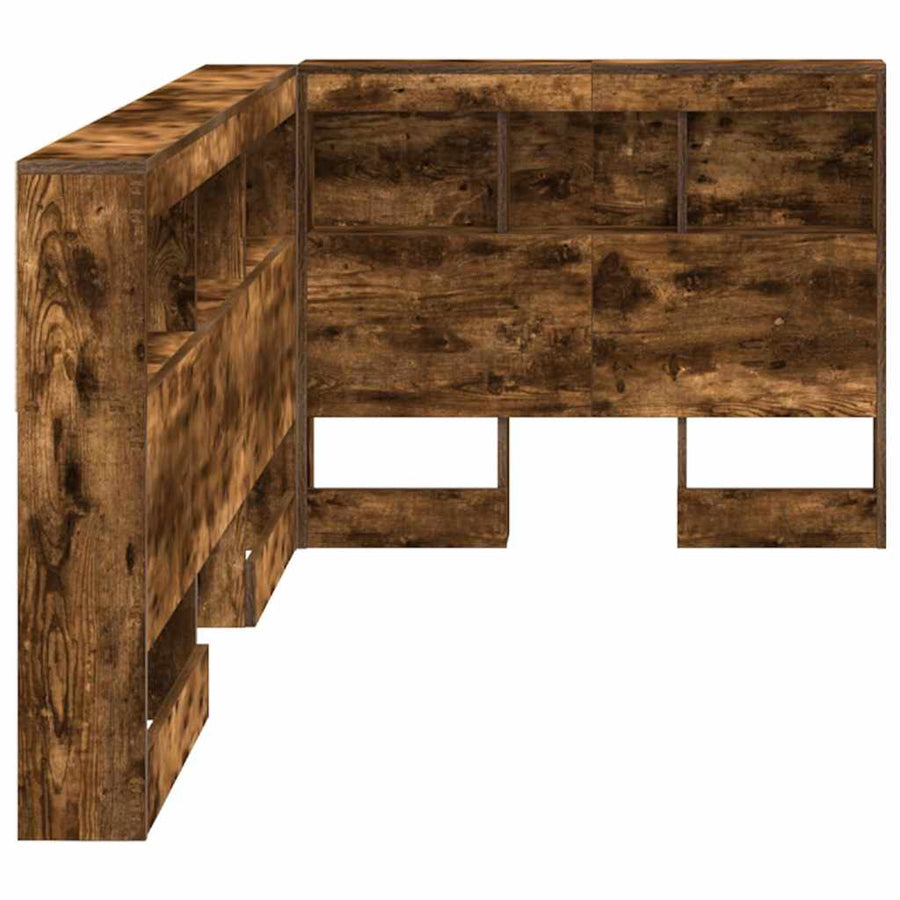 Opberghoofdbord met plank met hoofdeinde met opslag Gerookt eiken 80 cm Bewerkt hout