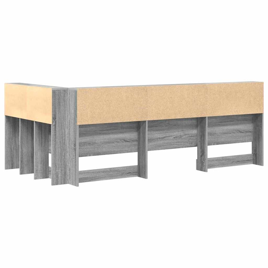 Opberghoofdbord met plank met hoofdeinde met opslag Grijs sonoma 80 cm Bewerkt hout